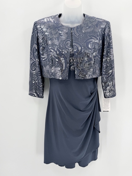 Alex Evenings Dresses & Skirts - Alex Evenings Jacket Dress Womens 6P Petite 2 Pc Set Blue-gray Sparkle Cocktail